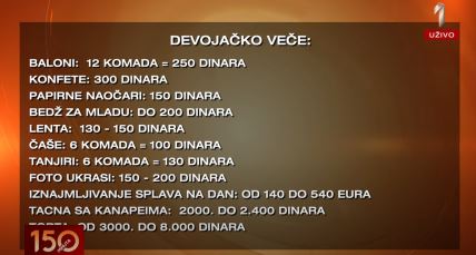 cene za devojačko veče