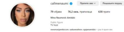 Mina Naumović na Instagramu promenila prezime