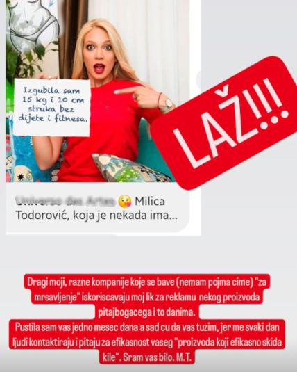 Milica Todorović reklama za mršavljenje
