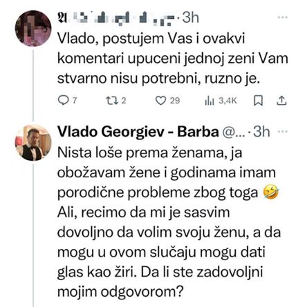 Vlado Georgijev odgovor na komentar