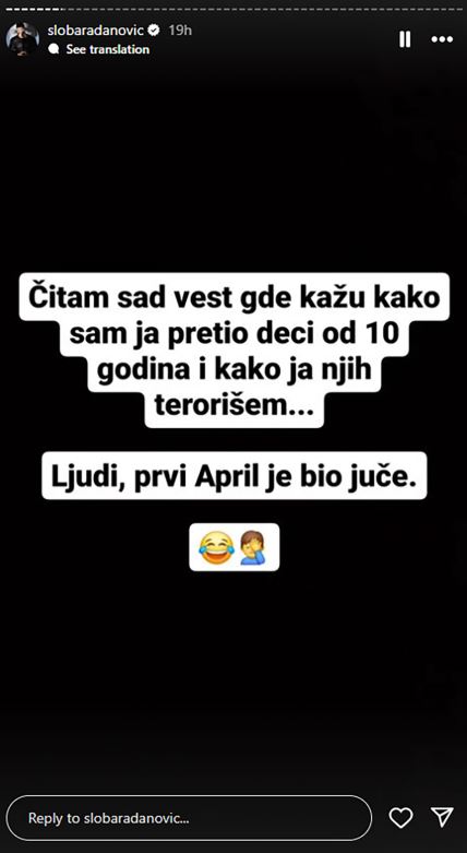 Sloba Radanović instagram objava