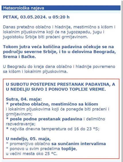 meteorološka najava