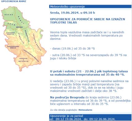 RHMZ upozorenje