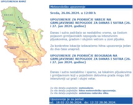 Upozorenje RHMZ