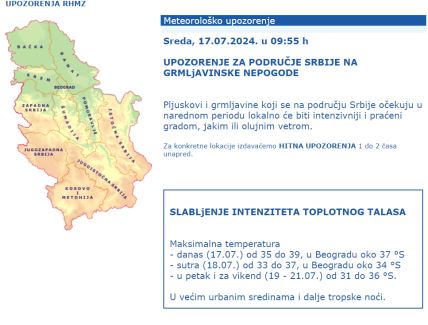 Upozorenje RHMZ