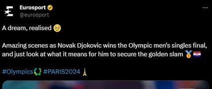 Novak Đoković i hrvatska zastava na Eurosportu