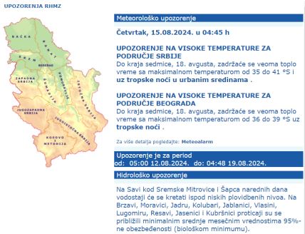 Upozorenje RHMZ