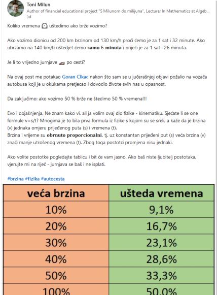 Matematičar, brza voznja