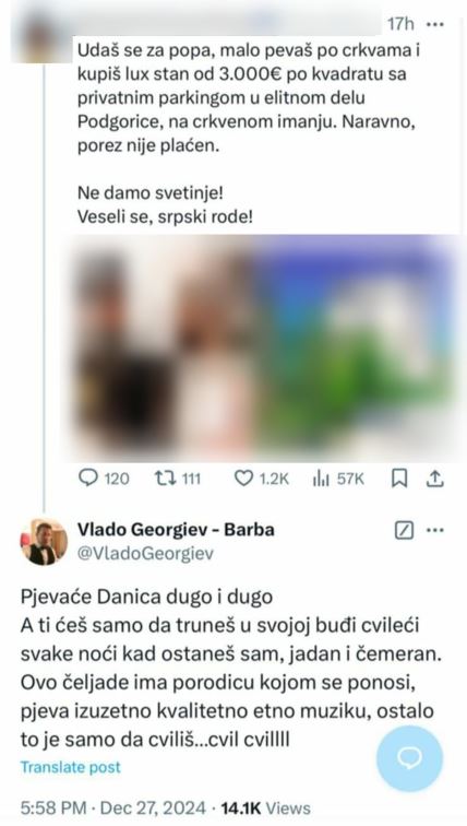 Tvit o Danici Crnogorčević, Vlado Georgiev je brani