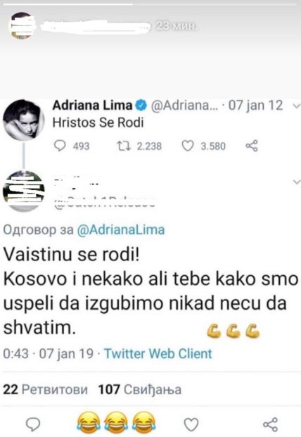 Adrijana Lima čestitala Božić