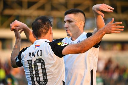 Slobodan Urošević i Bibars Natho fudbaleri Partizana