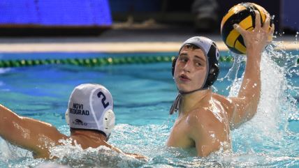Luka Gladović vaterpolista Partizana na meču protiv Novog Beograda