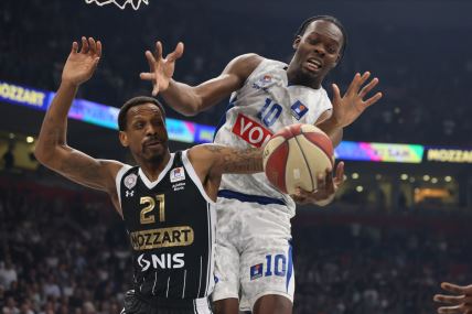 Joan Makundu i Džejms Naneli na meču Partizan Budućnost