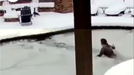 Žena ušla u zaleđeni bazen da spasi svog psa