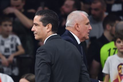 Željko Obradović i Janis Sferopulos pred meč Crvene zvezde i Partizana