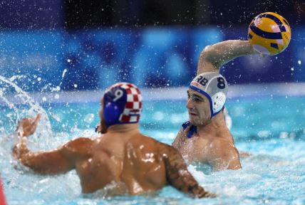 Nikola Jakšić na vaterpolo utakmici Srbija Hrvatska