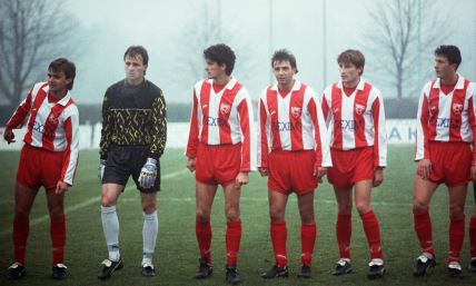 Slobodan Marović, Željko Kaluđerović, Mile Belodedić, Vlada Stošić, Ivica Momčilović i Milorad Ratković u Crvenoj zvezdi