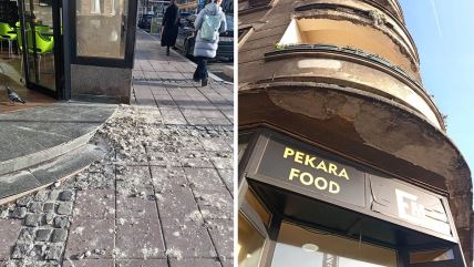 Srušio se deo fasade sa terase iznad EM pekare u Kosovskoj