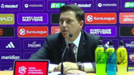 Ćavi Paskval na konferenciji za novinare u Beogradskoj areni, a posle pobede nad Crvenom zvezdom