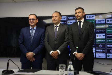 Predrag Mijatović Rasim Ljajić i Danko Lazović na konferenciji za medije