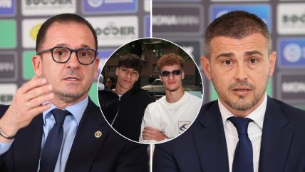 Kolaž na kome su Predrag Mijatović, Danko Lazović i sinovi Laneta Jovanovića - Lazar i Dušan.