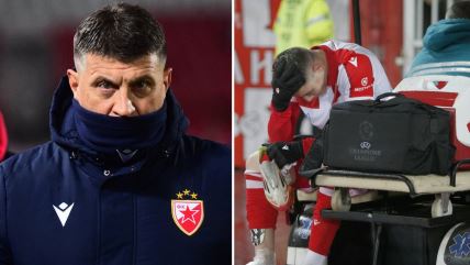 Vladan Milojević i Bruno Duarte koga odvoze sa utakmice