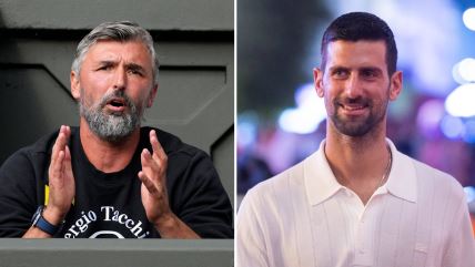 Goran Ivanišević s leve strane i Novak Đoković sa desne.