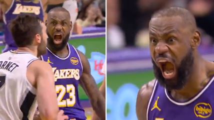 Lebron Džejms urla u lice protivniku jer je dao koš.