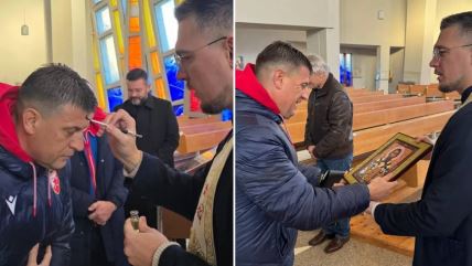 Vladan Milojević u crkvi u Gracu