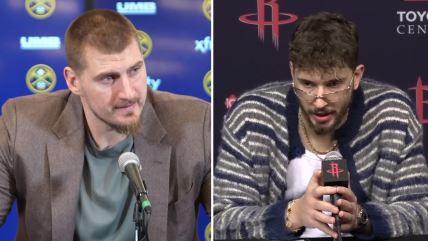 Nikola Jokić i Alperen Šengun na konferenciji za medije.