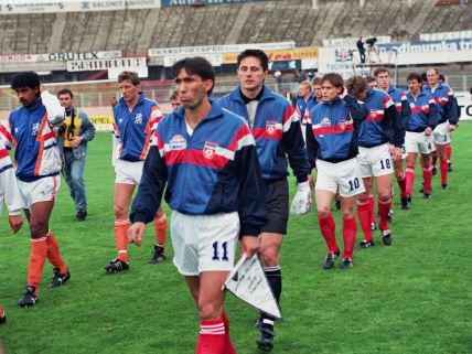 Reprezentativci Jugoslavije na Svetskom prvenstvu 1990. godine u Italiji.