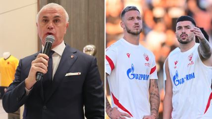 Zvezdan Terzić s leve strane, a sa desne Arnautović i Radonjić.