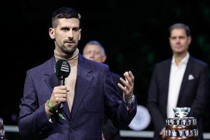 Novak Đoković na dodeli trofeja Dejvis kupa