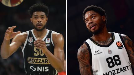 Bruno Kaboklo u crnom dresu, a Tajrik Džouns u belom.