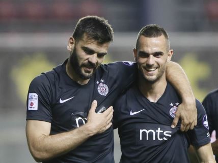 Bivši fudbaleri Partizana Igor Vujačić i FIlip Holender.