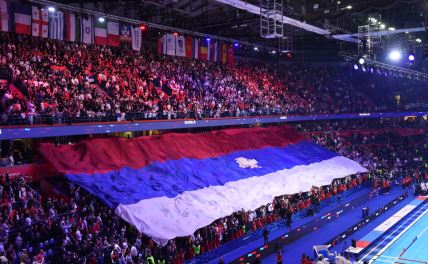 Koreografija srpske zastave u Beogradskoj areni