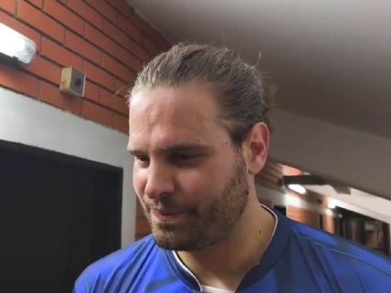 Jorgos Bogris, grčki košrkaš na utakmici u Inđiji.