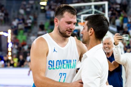 Luka Dončić i Novak Đoković se pozdravljaju u Ljubljani