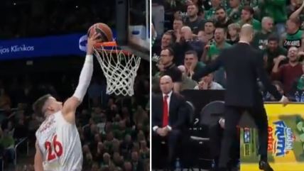 Nemanja Nedović promašio zakucavanje Vasilis Spanulis pobesneo