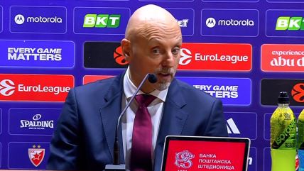 Saša Obradović na konferenciji za novinare posle Zvezda Hapoel