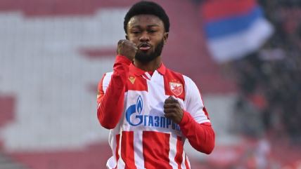 Daglas Ovusu slavi prvi gol za Zvezdu
