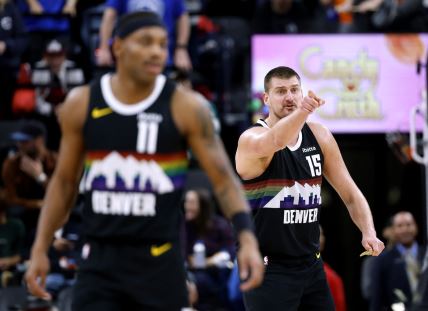 Nikola Jokić i Brus Braun na utakmici Denvera