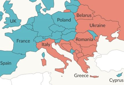 mapa stanovništvo Evrope