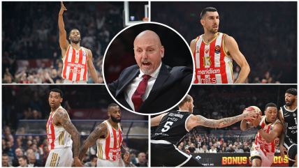Košarkaši Crvene zvezde i Saša Obradović na derbiju Crvene zvezde i Partizana