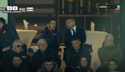 Stevan Jovetić i Danko Lazović gledaju meč Sutjeska Budućnost