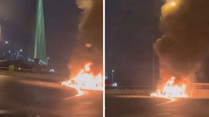 Izgoreo automobil na Mostu na Adi (2).jpg