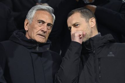 Gabrijele Gravina i Aleksander Čeferin na utakmici Bosne i Hercegovine i Italije u Zenici