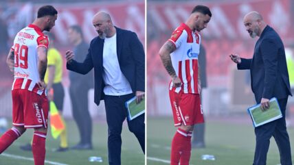 Dejan Stanković i Marko Arnautović u razgovoru na derbiju Zvezda Partizan