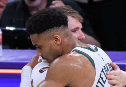 Luka Dončić i Janis Adetokumbo na meču Lejkersa i Milvokija