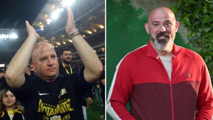 Marko Nikolić sa leve strane i Dejan Stanković sa desne.